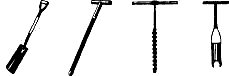 drawing of different soil tools.
